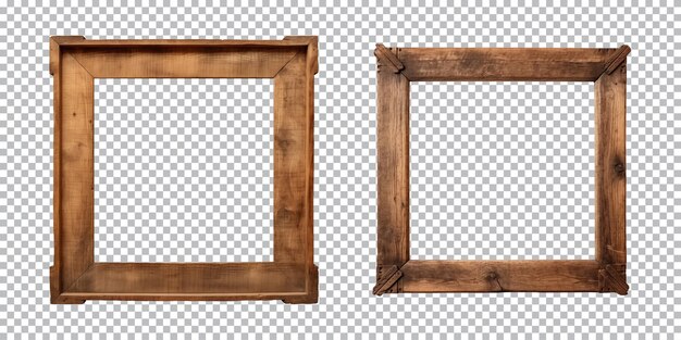 PSD moldura quadrada de madeira antiga isolada em um fundo transparente