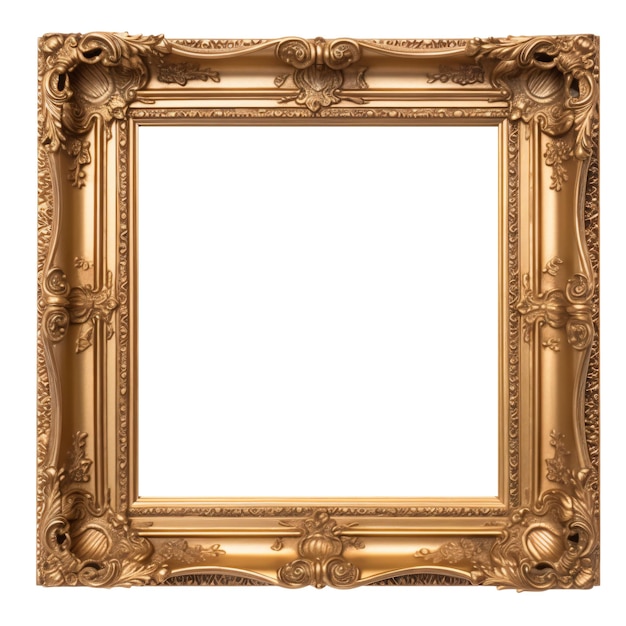 Moldura quadrada de ouro com ornamento