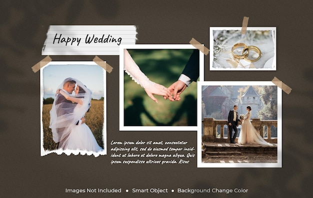 Molduras para fotos de casamento, maquete de quadro de humor