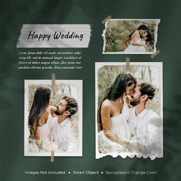 Molduras para fotos de casamento, maquete de quadro de humor