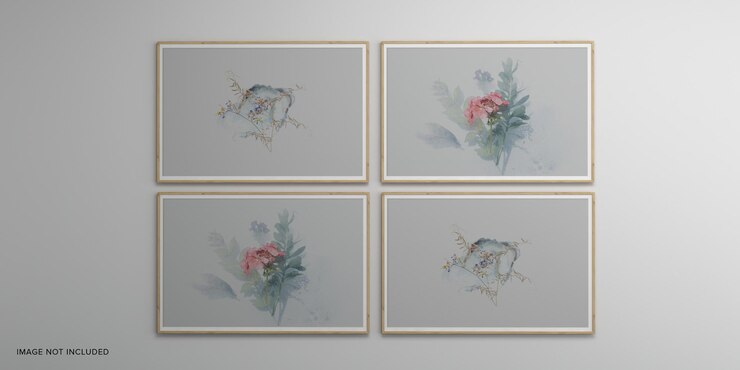 PSD molduras para fotos isoladas na parede branca molduras criativas para quadros de humor maquete renderização em 3d