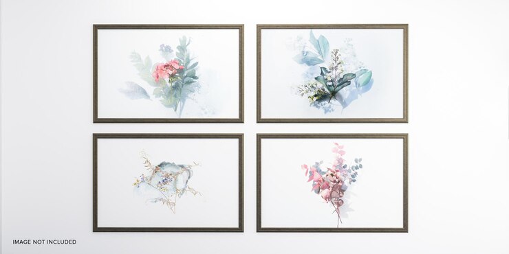 PSD molduras para fotos isoladas na parede branca quadros de quadro de humor criativo maquete renderização em 3d