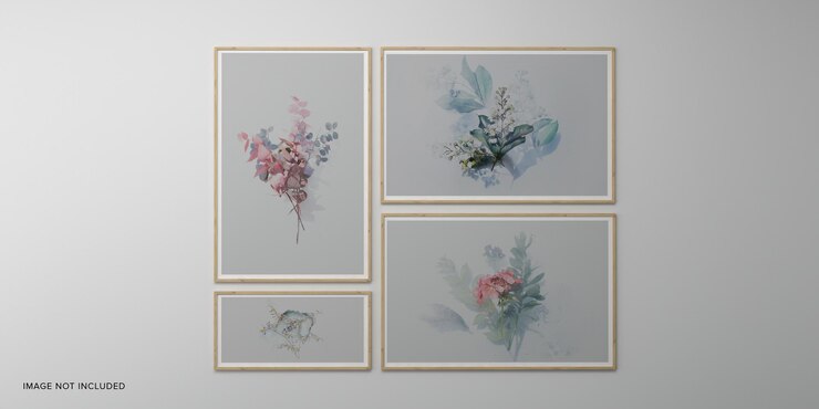 PSD molduras para fotos isoladas na parede branca quadros de quadro de humor criativo maquete renderização em 3d
