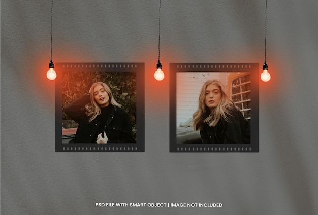 Molduras para fotos mockup com efeito de luz psd premium