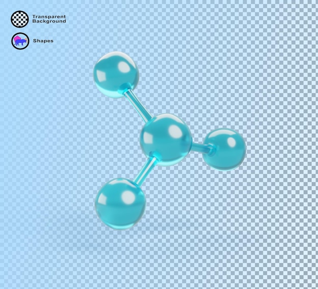Molecola d'acqua 3d particella elettricamente neutrale di atomi di vetro Struttura molecolare astratta per la chimica, la fisica o la biologia Palle liquide con connessione sfere su sfondo blu