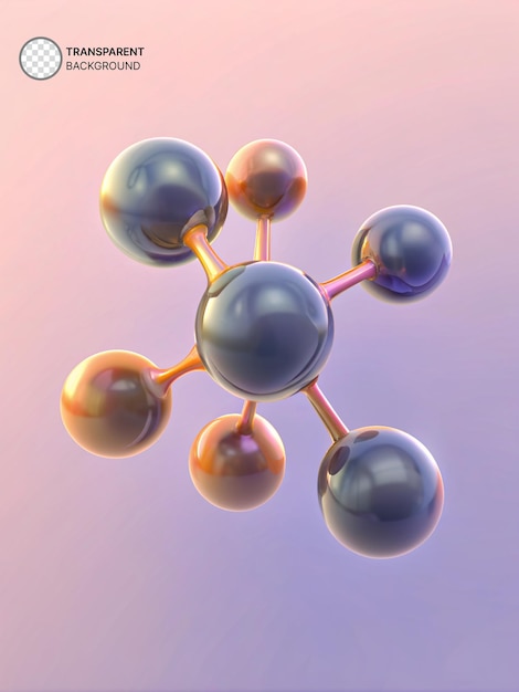 Molécule 3D avec effet réfléchissant métallique