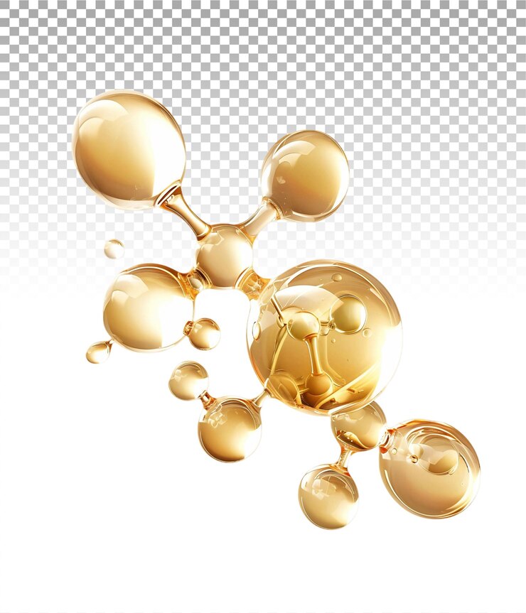 PSD molecule and golden liquid bubble ready for use
