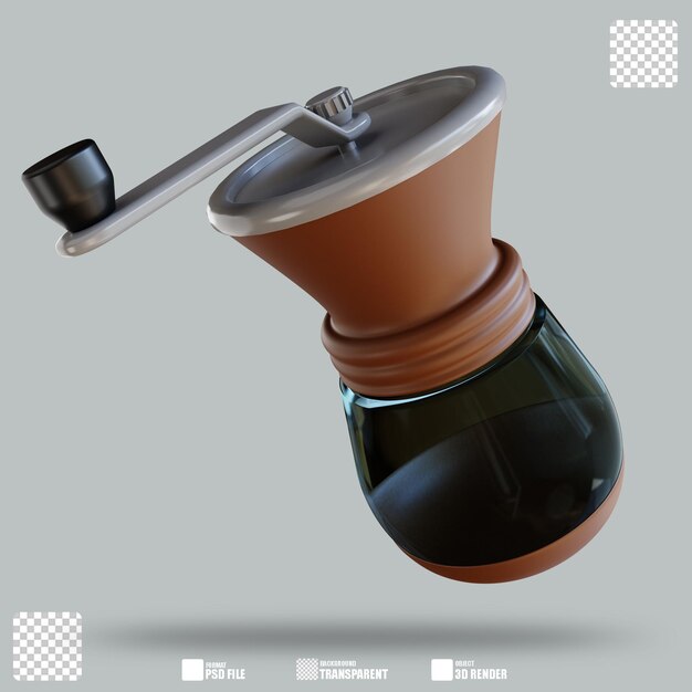 PSD molinillo de café de ilustración 3d 3