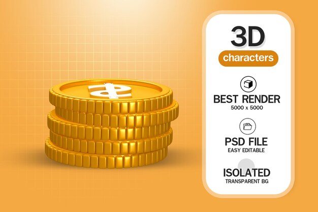 Molte monete d'oro rendering 3d