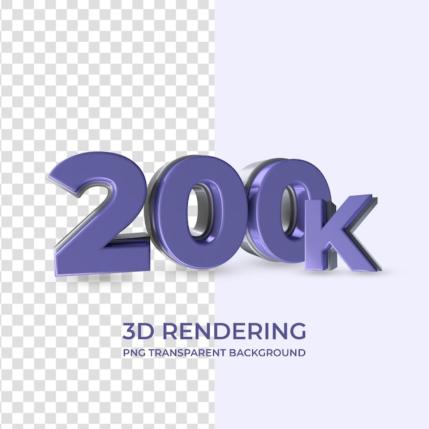 Molto Peri 200K Followers 3d rendering isolato sfondo trasparente