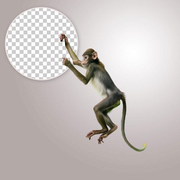 PSD momento de salto patas macaco em fundo transparente