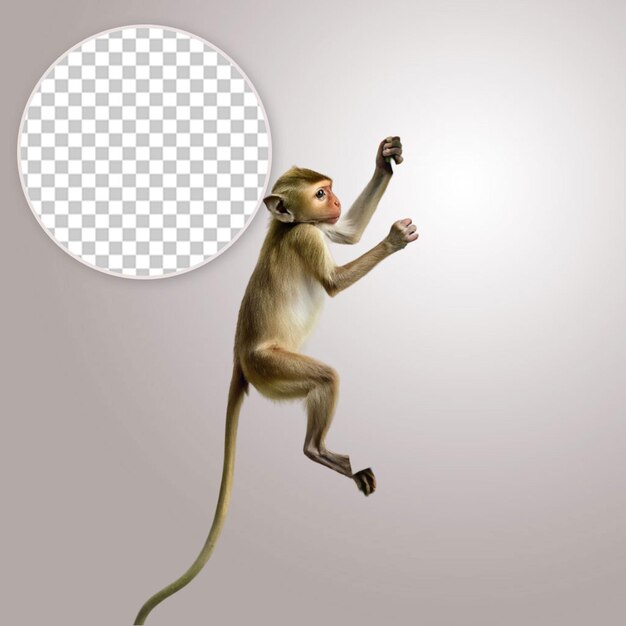 PSD momento de salto patas macaco em fundo transparente