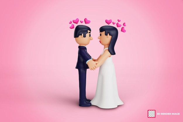 Moments De Couple De Mariage Romantique De Personnage 3d