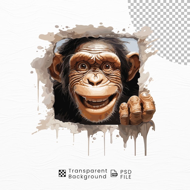 PSD mon singe drôle sur un fond transparent