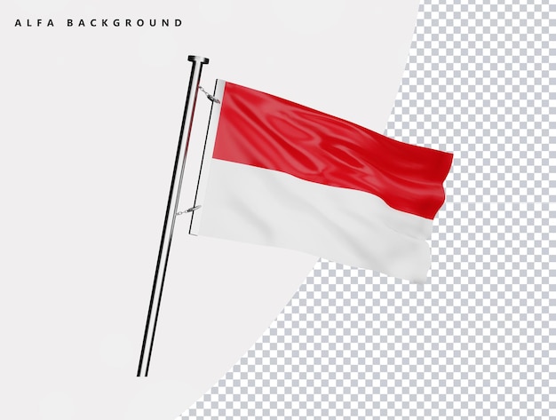Mónaco bandera de alta calidad en render 3d realista