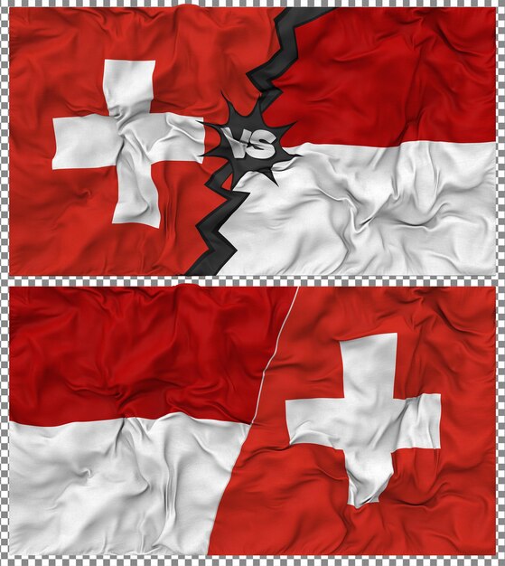 Mónaco contra Suiza Media bandera combinada con textura 3D de la tela