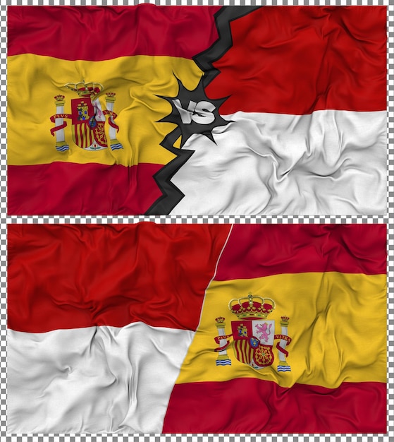 Monaco contro la Spagna Mezza bandiera combinata Tessuto Bump Texture Rendering 3D