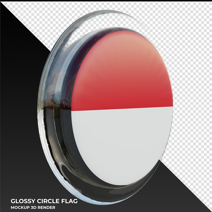 PSD monaco0003 realistic 3d textured glossy circle flag