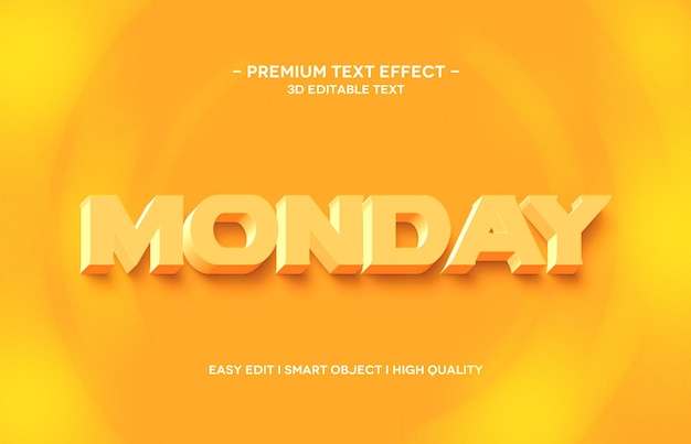 Monday 3d text effect template design
