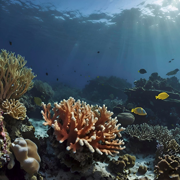 PSD un monde sous-marin avec des coraux colorés