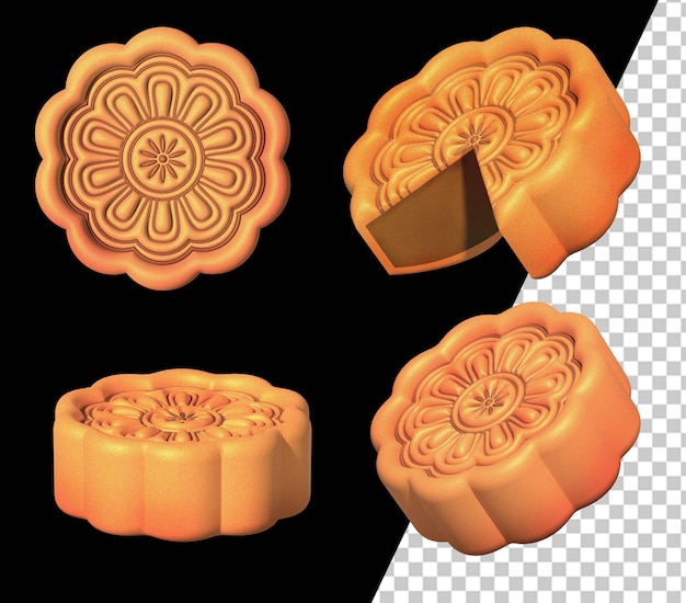 PSD mondkuchen 3d-rendering-elemente für das mittherbstfest