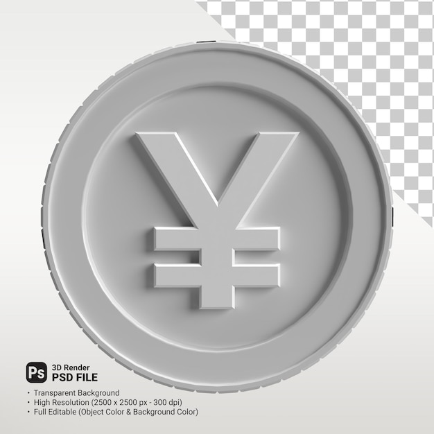 PSD moneda 3d moneda mundial yen japonés color editable