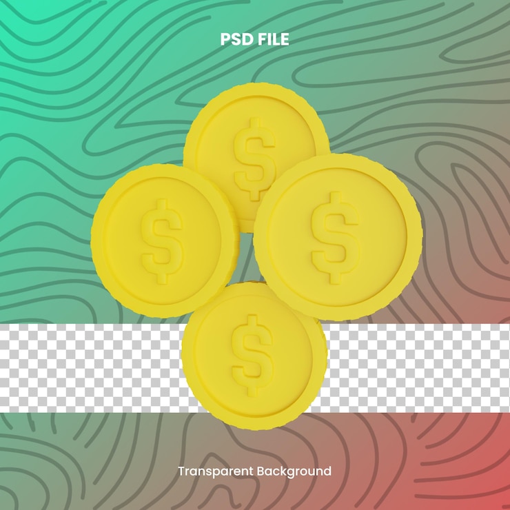PSD moneda 3d render icono ilustración archivo psd fondo transparente