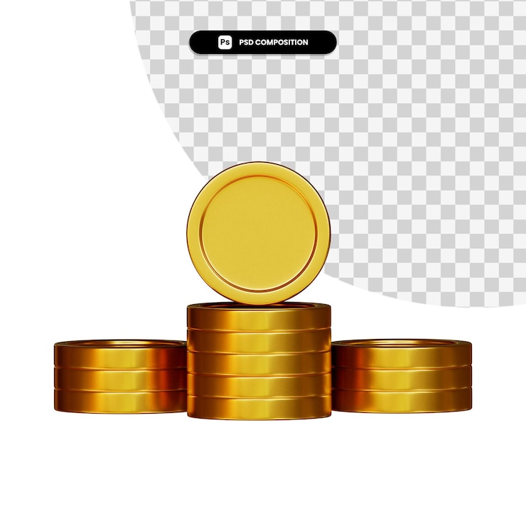 PSD moneda 3d visual para composición aislada