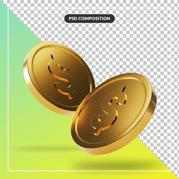 PSD moneda 3d visual para composición aislada