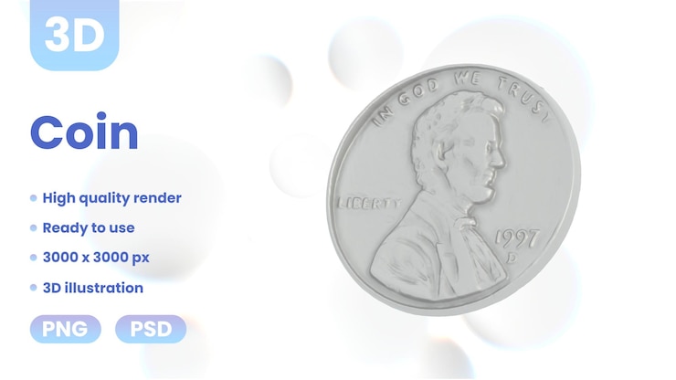 PSD moneda en 3d