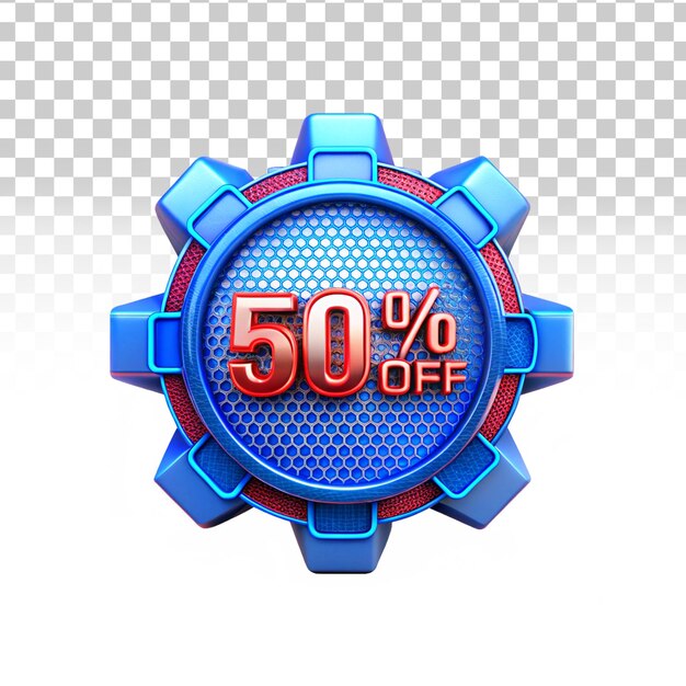 Moneda del 50 por ciento Icono aislado en fondo transparente
