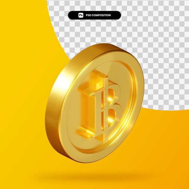 Moneda de baht de oro representación 3d aislada