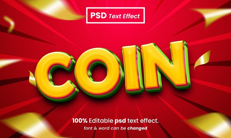 PSD moneda brillante 3d editable psd efecto de texto de moneda