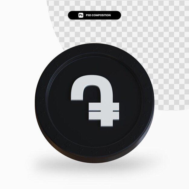 Moneda de cambio negro representación 3d aislada