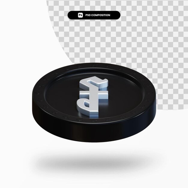 Moneda de cambio negro representación 3d aislada
