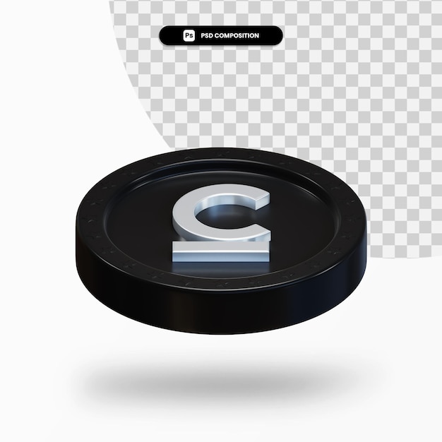 Moneda de cambio negro representación 3d aislada