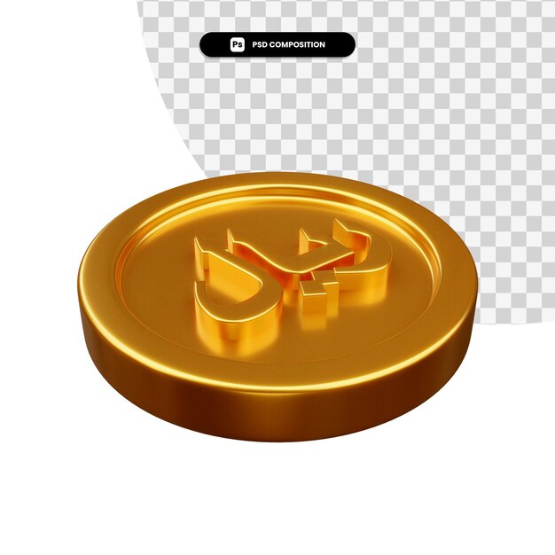 Moneda de cambio de oro representación 3d aislada