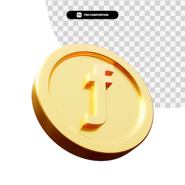 Moneda de cambio de oro representación 3d aislada