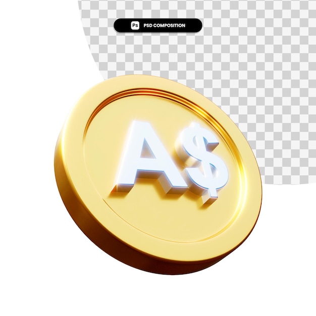 Moneda de cambio de oro representación 3d aislada