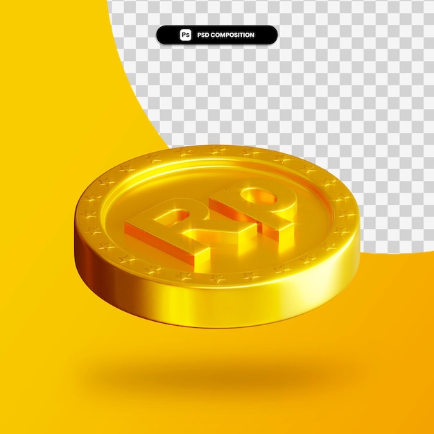 Moneda de cambio de oro representación 3d aislada