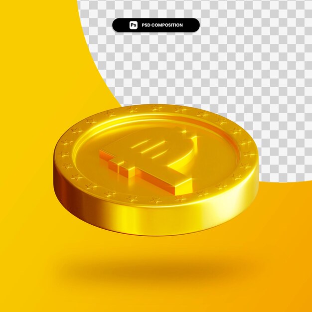 Moneda de cambio de oro representación 3d aislada
