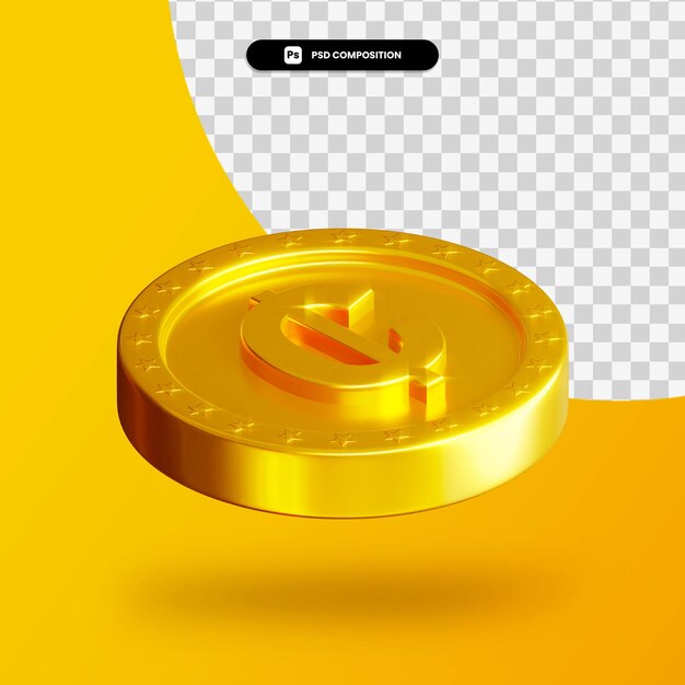 PSD moneda de cambio de oro representación 3d aislada