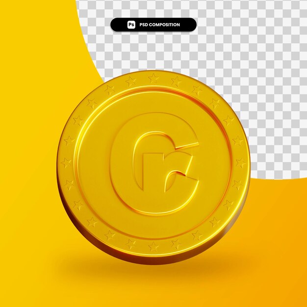 Moneda de cambio de oro representación 3d aislada