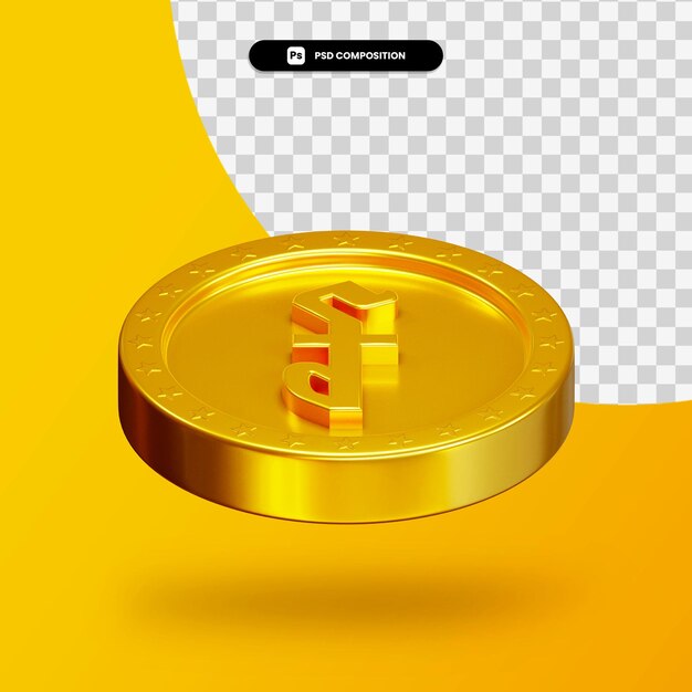 Moneda de cambio de oro representación 3d aislada