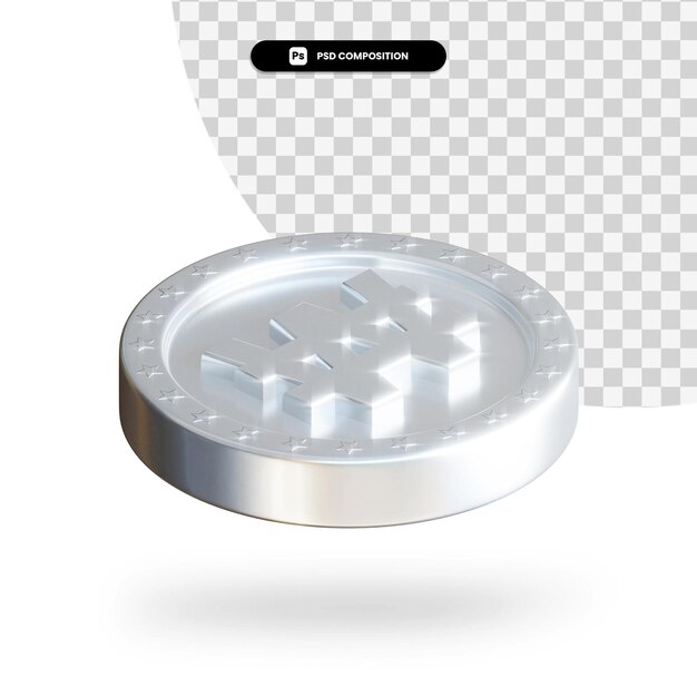 Moneda de cambio de plata renderizado 3d aislado