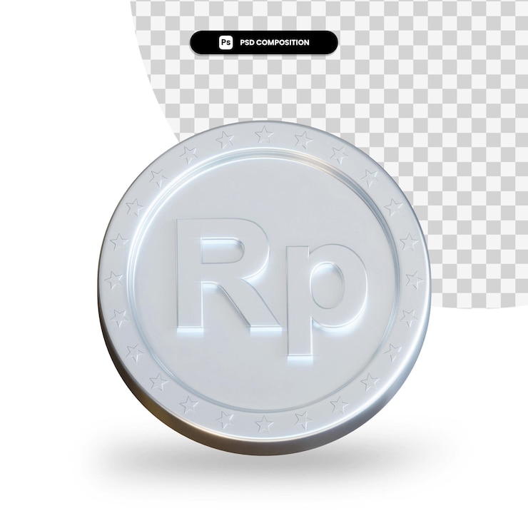 PSD moneda de cambio de plata renderizado 3d aislado