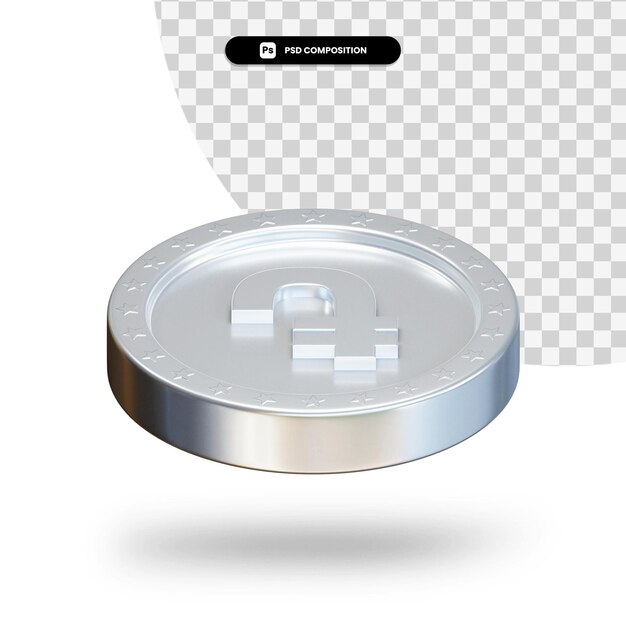 Moneda de cambio de plata renderizado 3d aislado