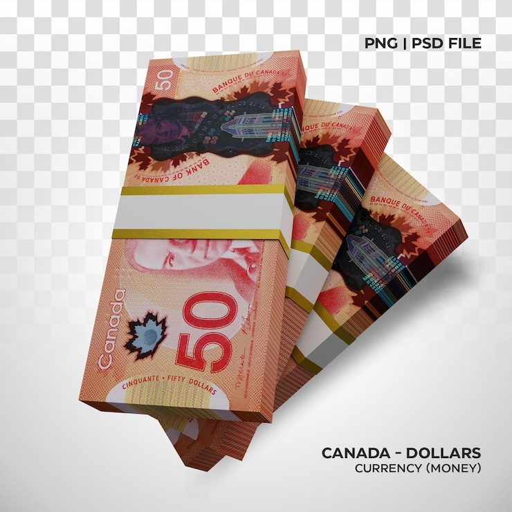 PSD moneda de canadá algunos billetes de dinero