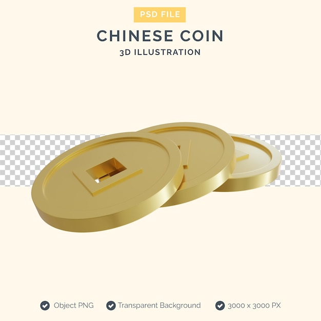 PSD moneda china 3d ilustración