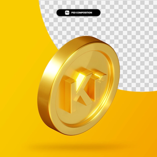 Moneda de corona de oro representación 3d aislada